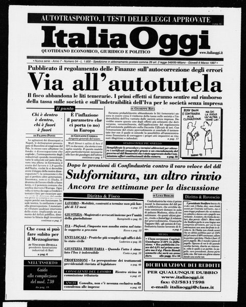 Italia oggi : quotidiano di economia finanza e politica